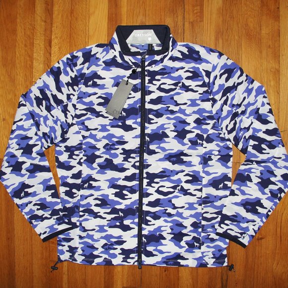 Greyson Camoscape Trailwolf Lightweight Windproof Golf Jacket Mens M L Cobalt - Picture 1 of 7